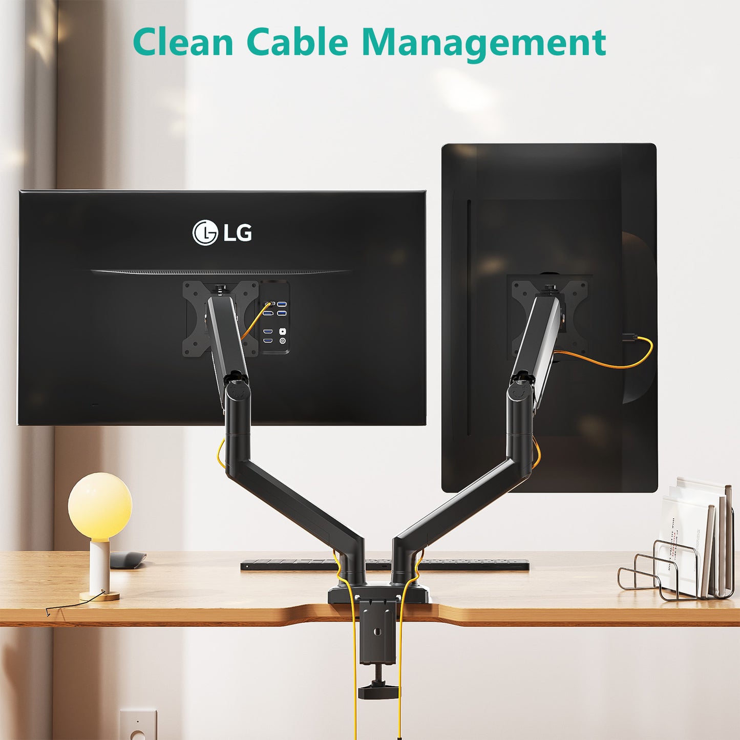Monitor stand, curved screen, dual-arm gas spring, computer/laptop