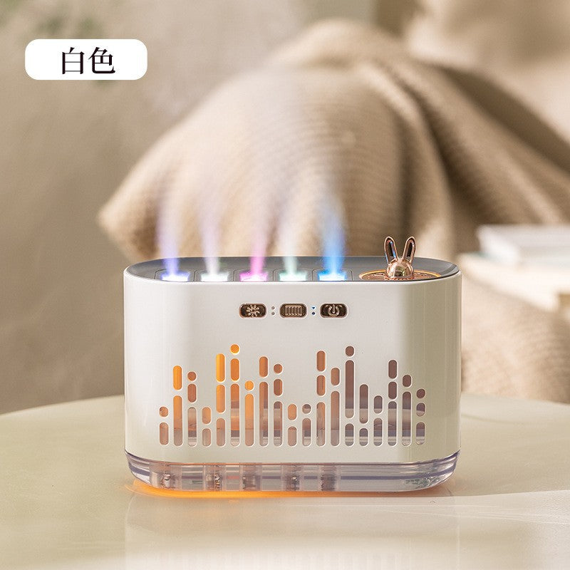 New cross-border dynamic sound pickup rhythm humidifier, essential oil aroma diffuser, flame home use, silent bedroom, seven-color night light