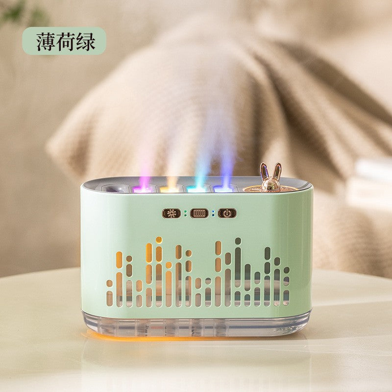 New cross-border dynamic sound pickup rhythm humidifier, essential oil aroma diffuser, flame home use, silent bedroom, seven-color night light