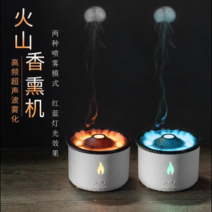 2022 new volcano humidifier flame lamp spray jellyfish humidifier new spit ring aroma diffuser diffuser