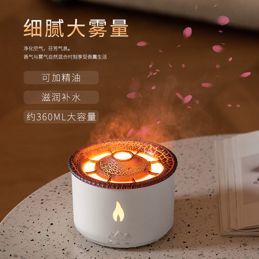 2022 new volcano humidifier flame lamp spray jellyfish humidifier new spit ring aroma diffuser diffuser