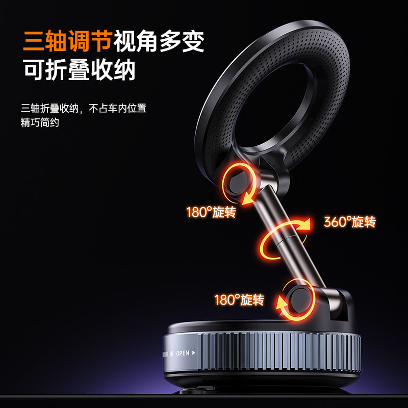 Vacuum magnetic phone holder, car center console navigation support, multi-functional folding magnetic car mount, rotatable