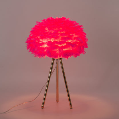 Feather table lamp bedroom Nordic minimalist ins girl warm romantic creative personality net red lamp wedding bedside lamp